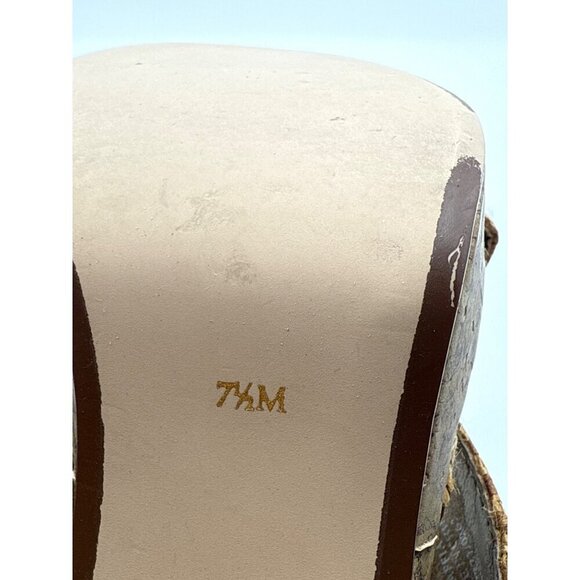 Ann Marino Womens Size 7.5 Tan Woven Mule Heels With Cork Platform - Picture 7 of 7